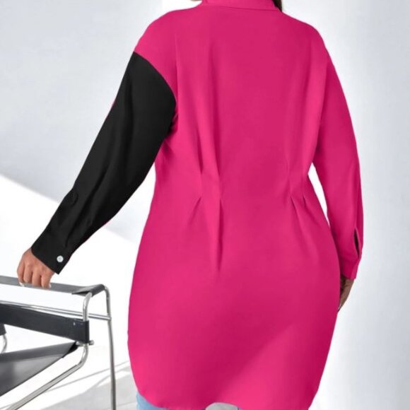 Plus Two-Tone Longline Blouse in Pink and Black Size 20 4XL * NEVER WORN* - Picture 2 of 7
